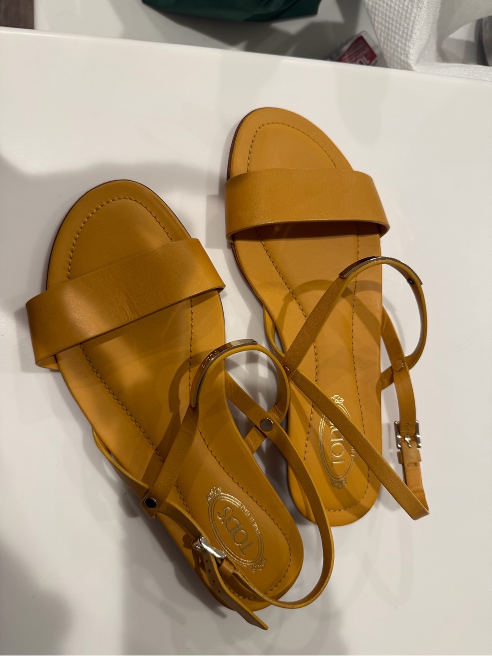 Tod's Leather Ankle-Strap Flat Sandals